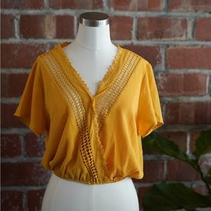 Mustard Cutout Detail Top